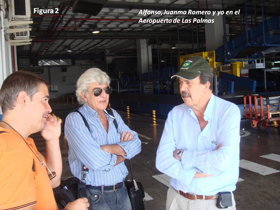 Alfonso, Juanma Romero y José Suárez en el aeropuerto de Las Palmas