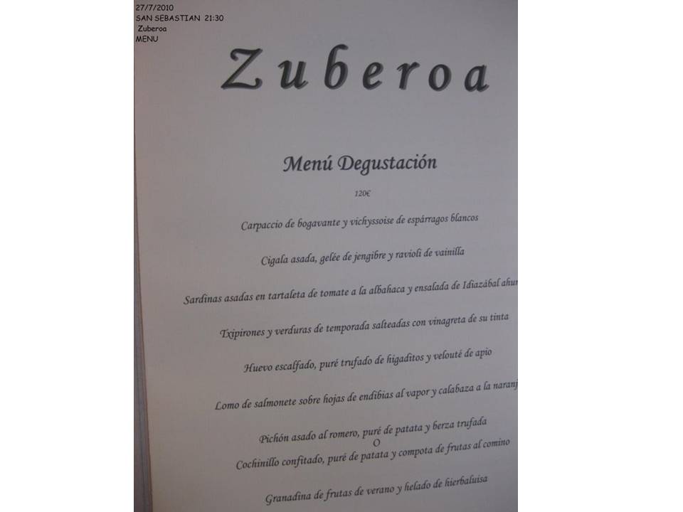Cena en Restaurante Zuberoa
