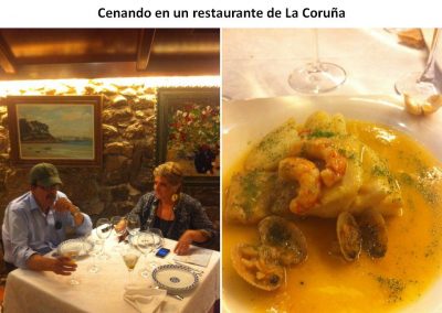 Cenando en un restaurante de la Coruña